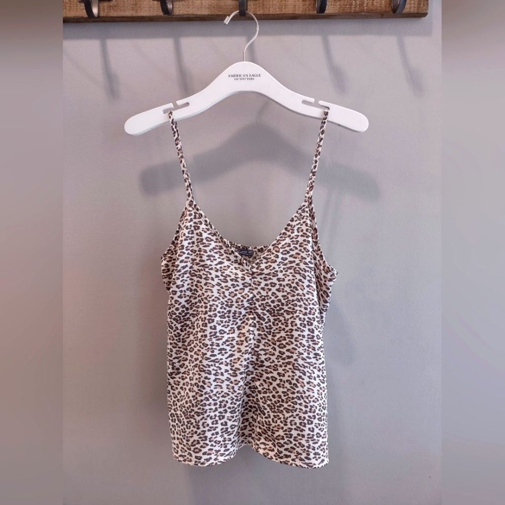 Aerie Leopard Satin Lounge Tank With Adjustable Straps Size XS